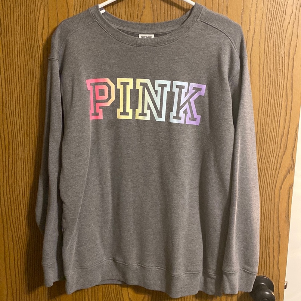 PINK Gray Crewneck Sweatshirt - Size Small